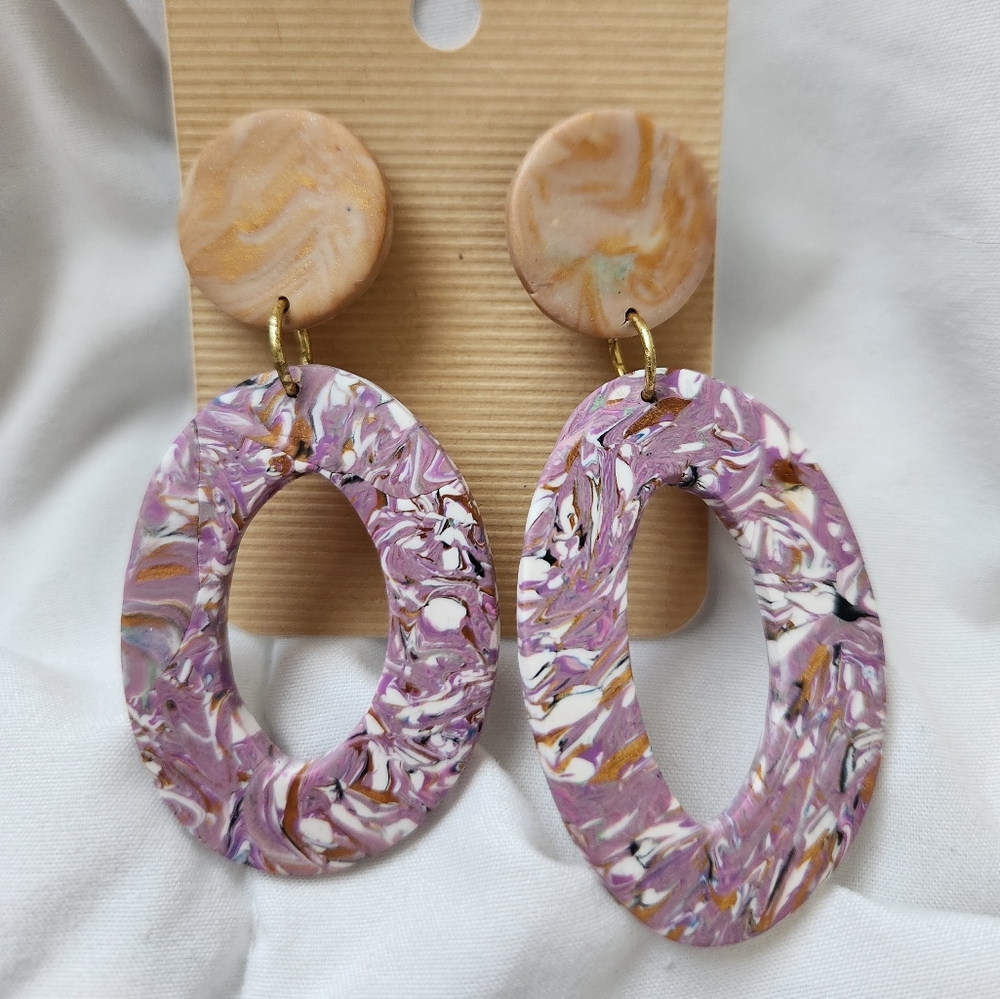 Handmade Polymer Clay Hoop Earrings